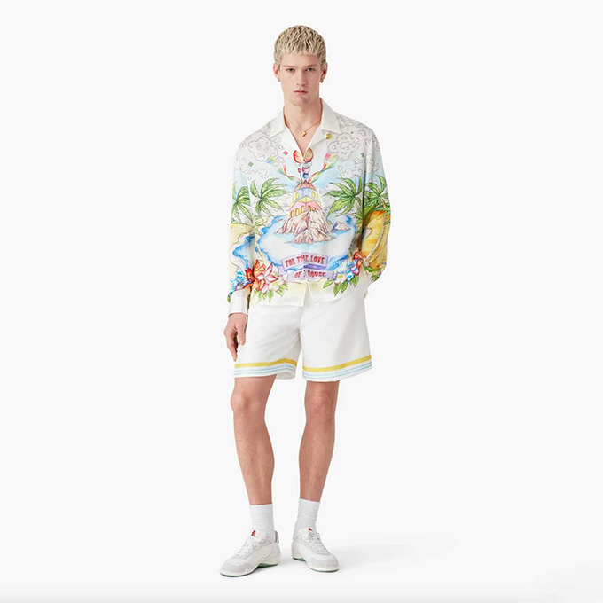 casablanca printed silk long sleeve shirt